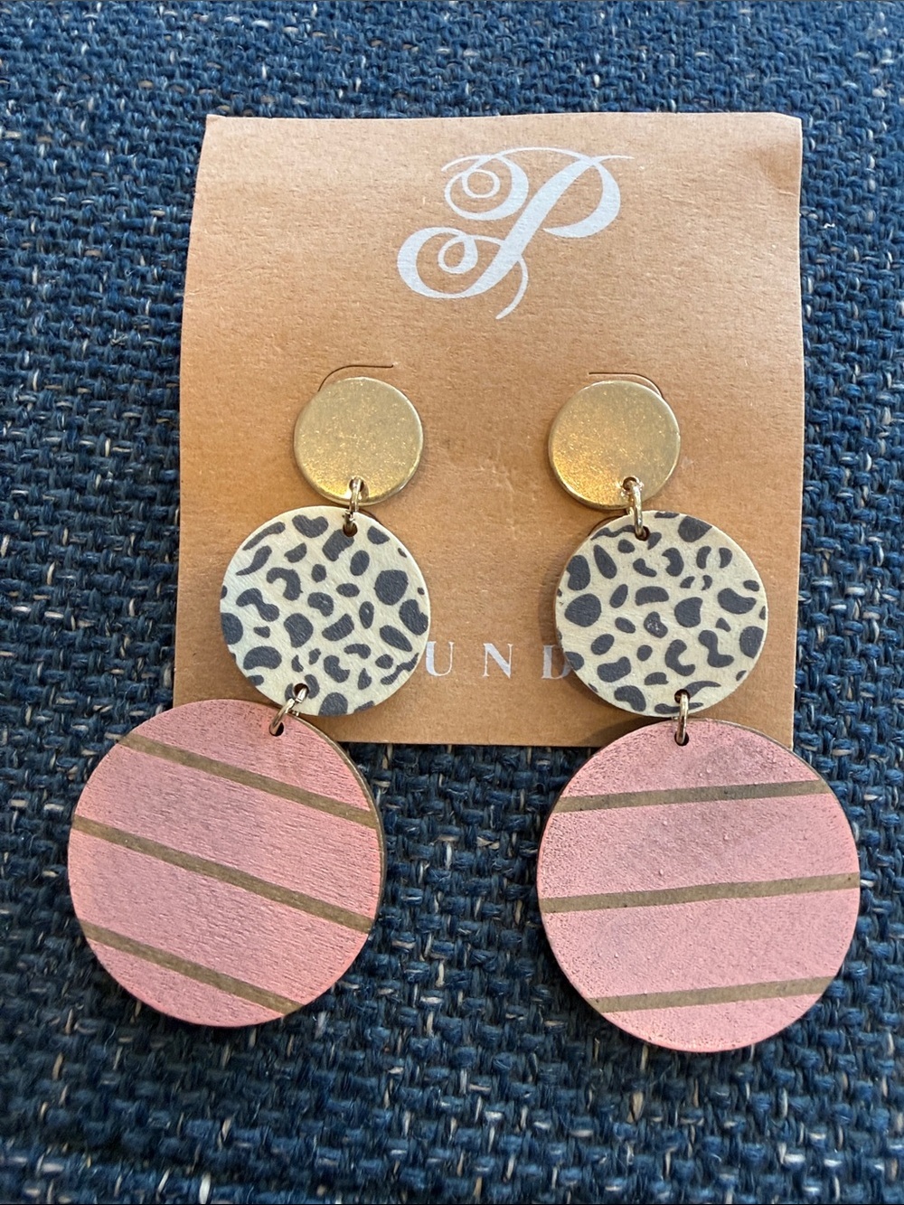 Plunder Ayana Pink & Gold Leopard Triple-Drop Earrings